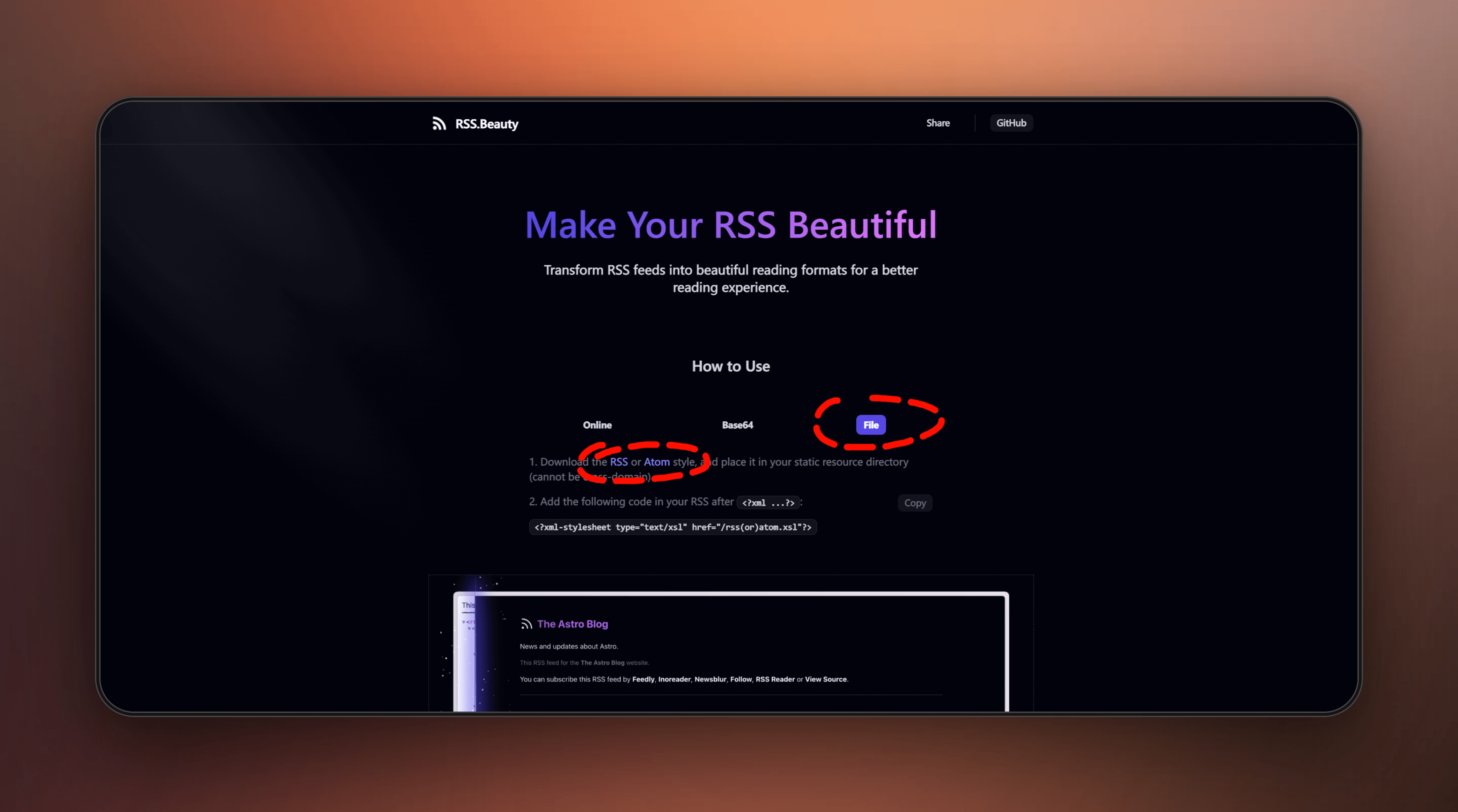 RSS.Beauty official site screenshot